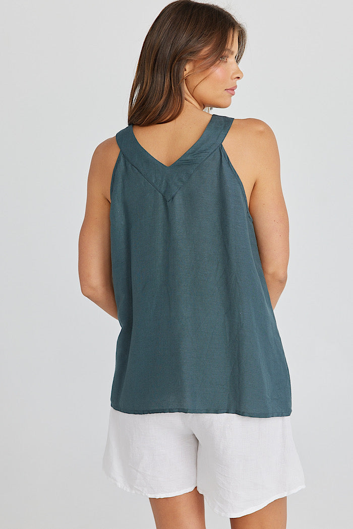 AVILA TOP - SLATE LINEN VISCOSE