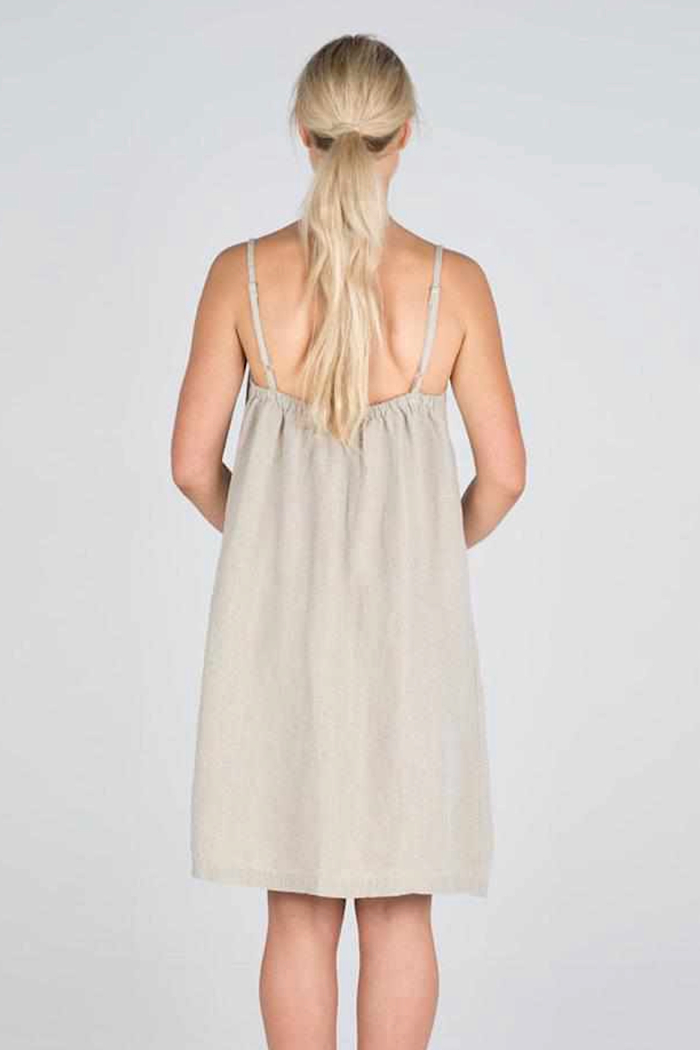 THE LINEN SLIP DRESS- NATURAL