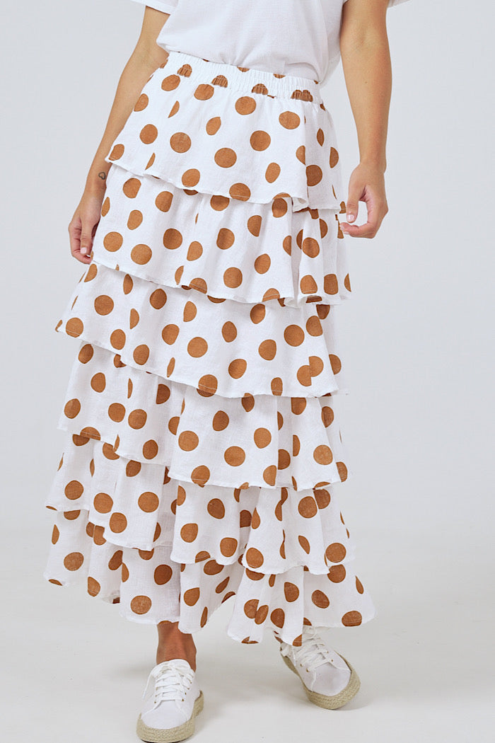 NEAPOLITAN SKIRT - TAN POLKA DOT