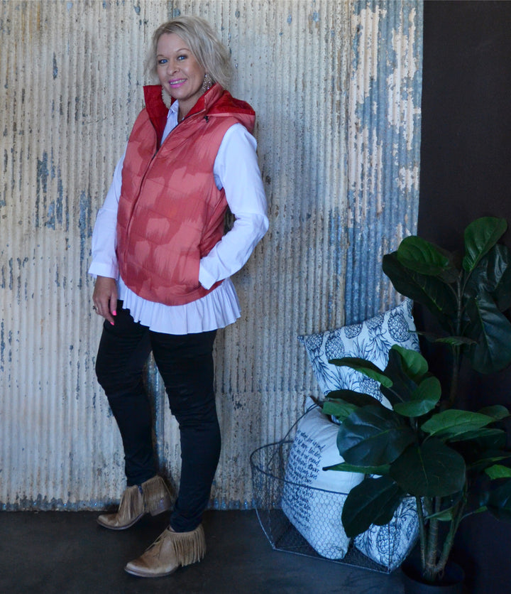 FLIP SIDE PUFFER VEST - PERSIMMON - FINAL CLEARANCE