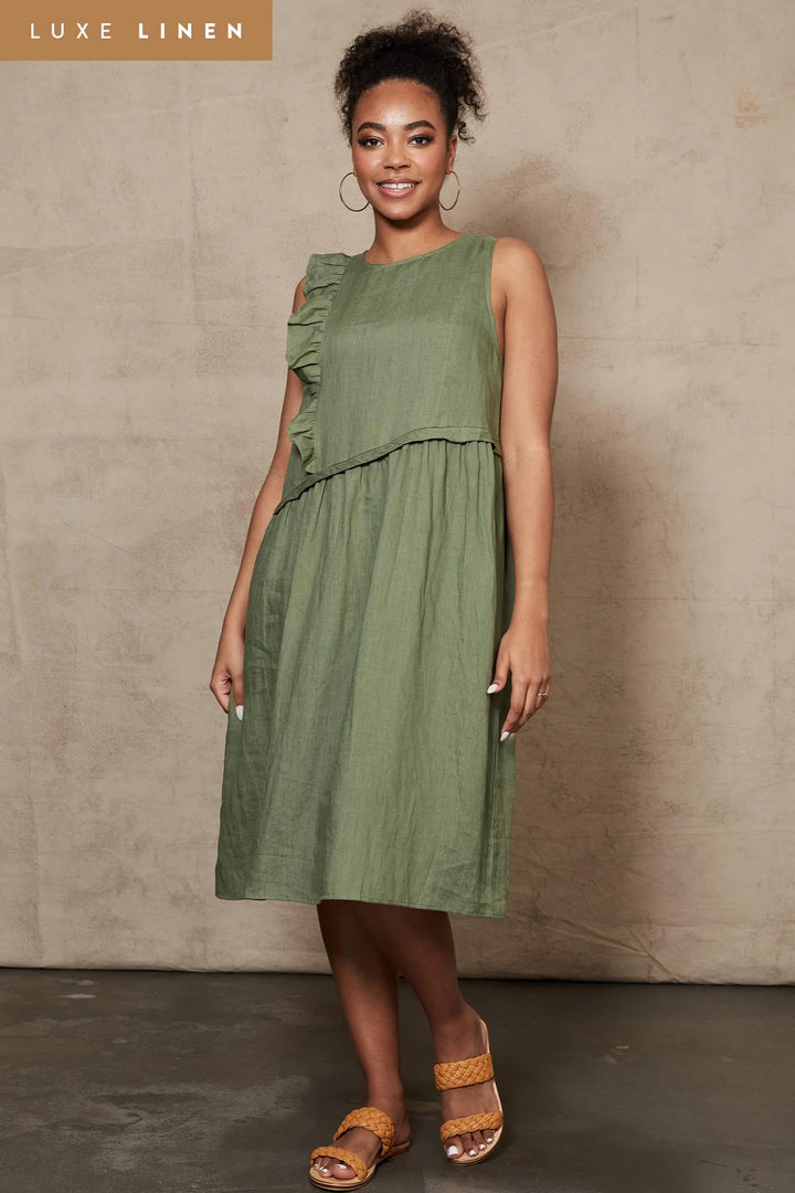 INDICA FRILL DRESS - FERN