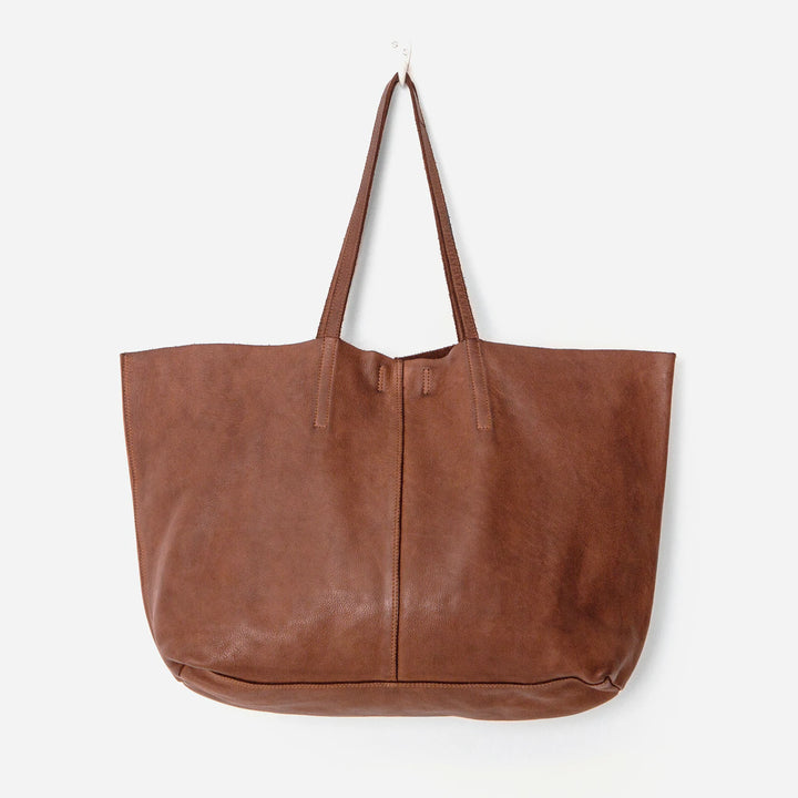 JUJU UNLINED LEATHER TOTE - COGNAC