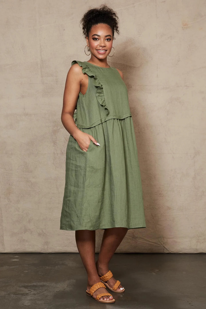 INDICA FRILL DRESS - FERN